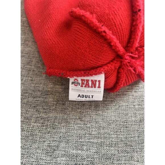 OSU Fan 1 Ohio State Buckeyes Beanie Hat Red Stripes Logo Adult OS - Picture 3 of 3
